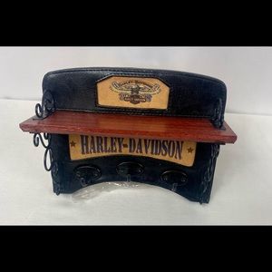 2007 Harley Davidson Leather 3 Key hooks Rack With Shelf.